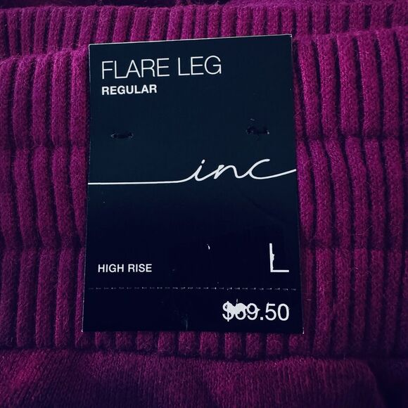 INC Large Flare Knit Sweater Pants Pockets Stretch Autumn Berry Magenta New - Picture 4 of 8